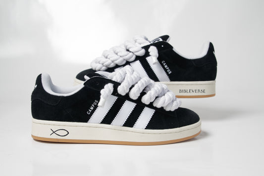"Campus00s Black" Rope Laces White