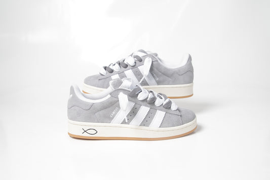 "Campus00s Gray" Double Laces White & Gray