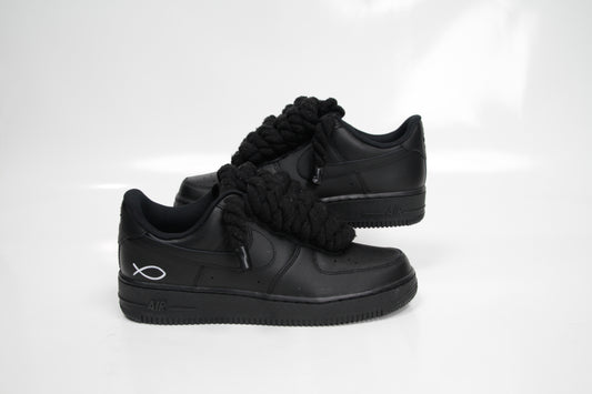 "AF1 Black" Ropes Laces Black