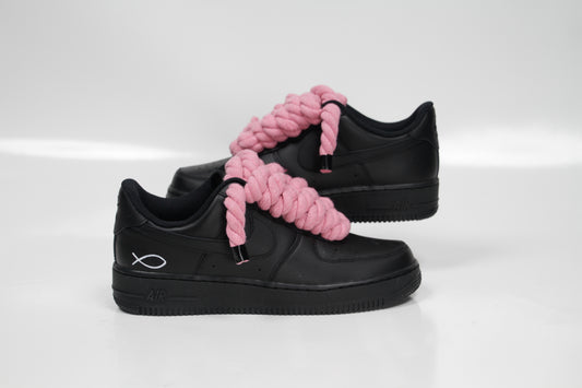 "AF1 Black" Ropes Laces Pink